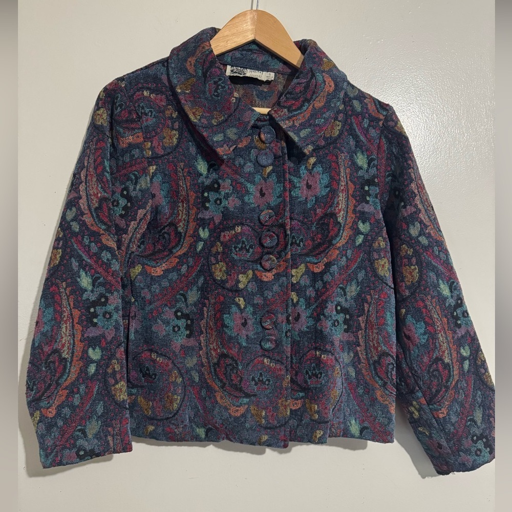 Habitat Women's Colorful Paisley Blazer jacket tapestry Size Small collar
